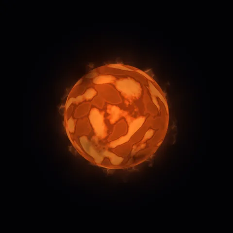 A vast orange star with broad, turbulent cells across its surface.