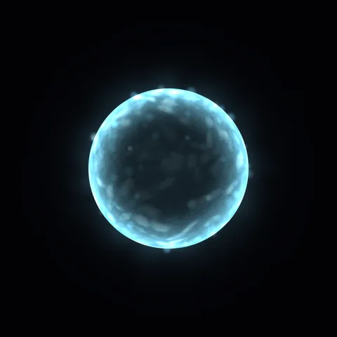 A cyan rim surrounds a dark interior, with bright knots scattered along the edge.