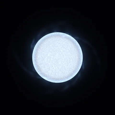 A pale blue-white giant wrapped in streaming stellar wind.