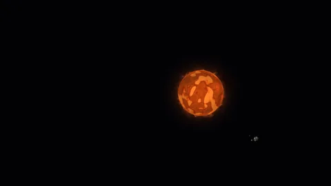 Cinder Colossus at the centre. 2 planets and 4 moons around it.